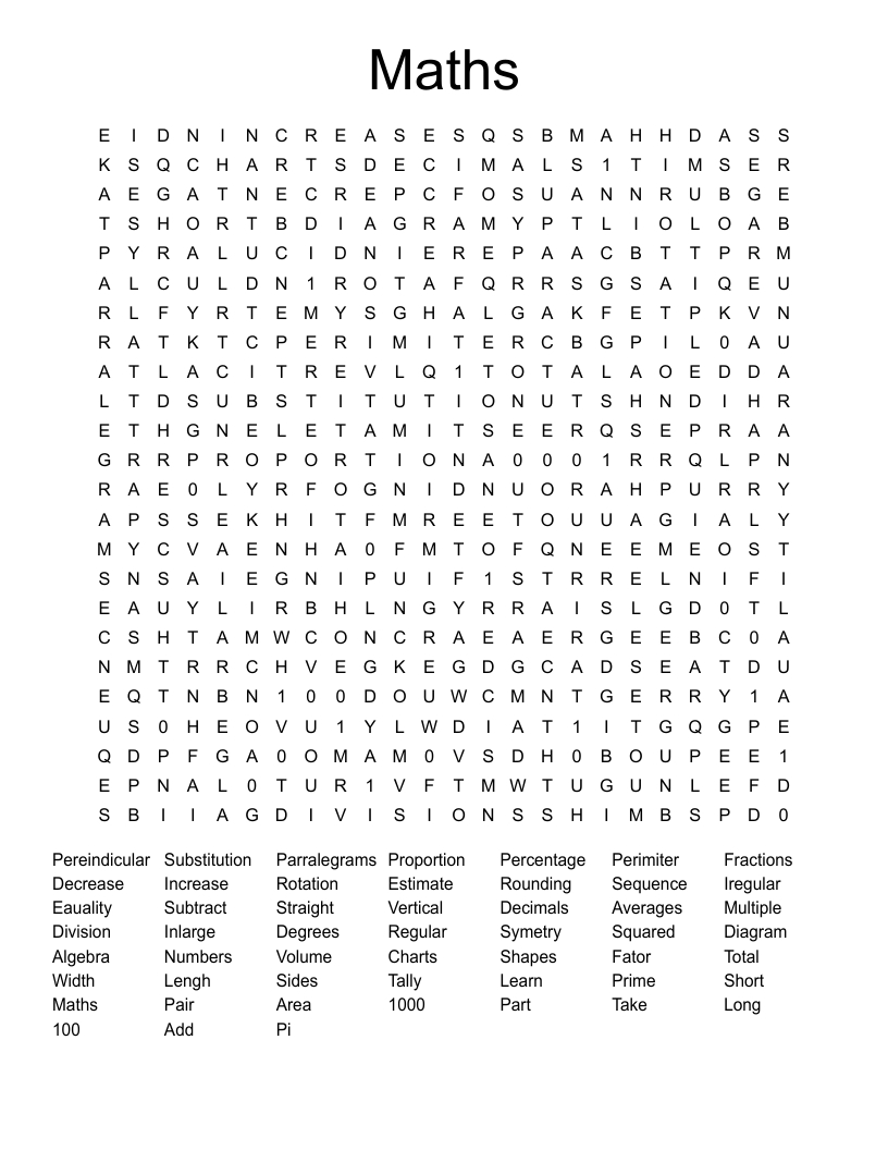 Maths Word Search - Wordmint throughout Math Words Word Search Printable