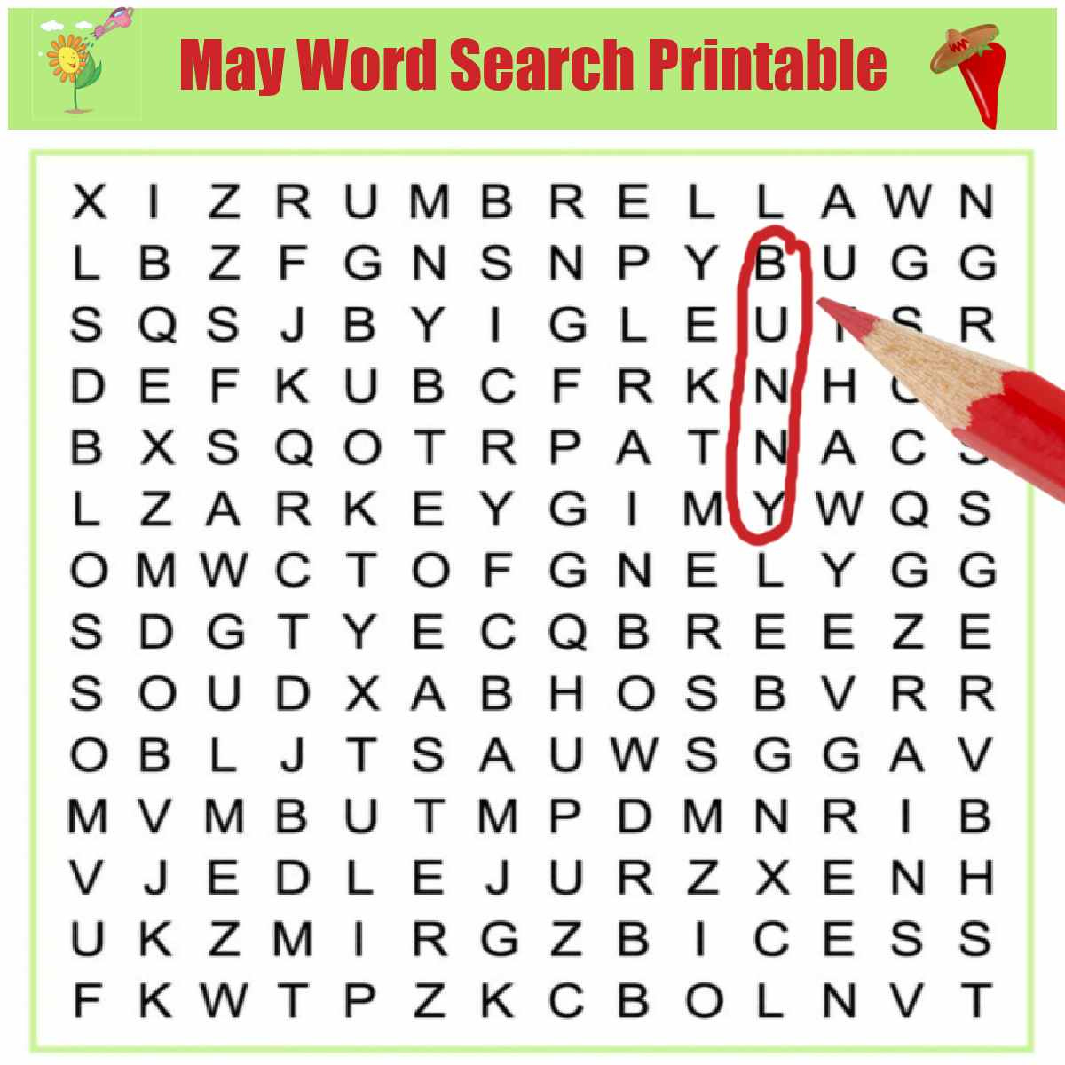 May Word Search Printable - National Days Word Find Puzzle within May Word Search Free Printable