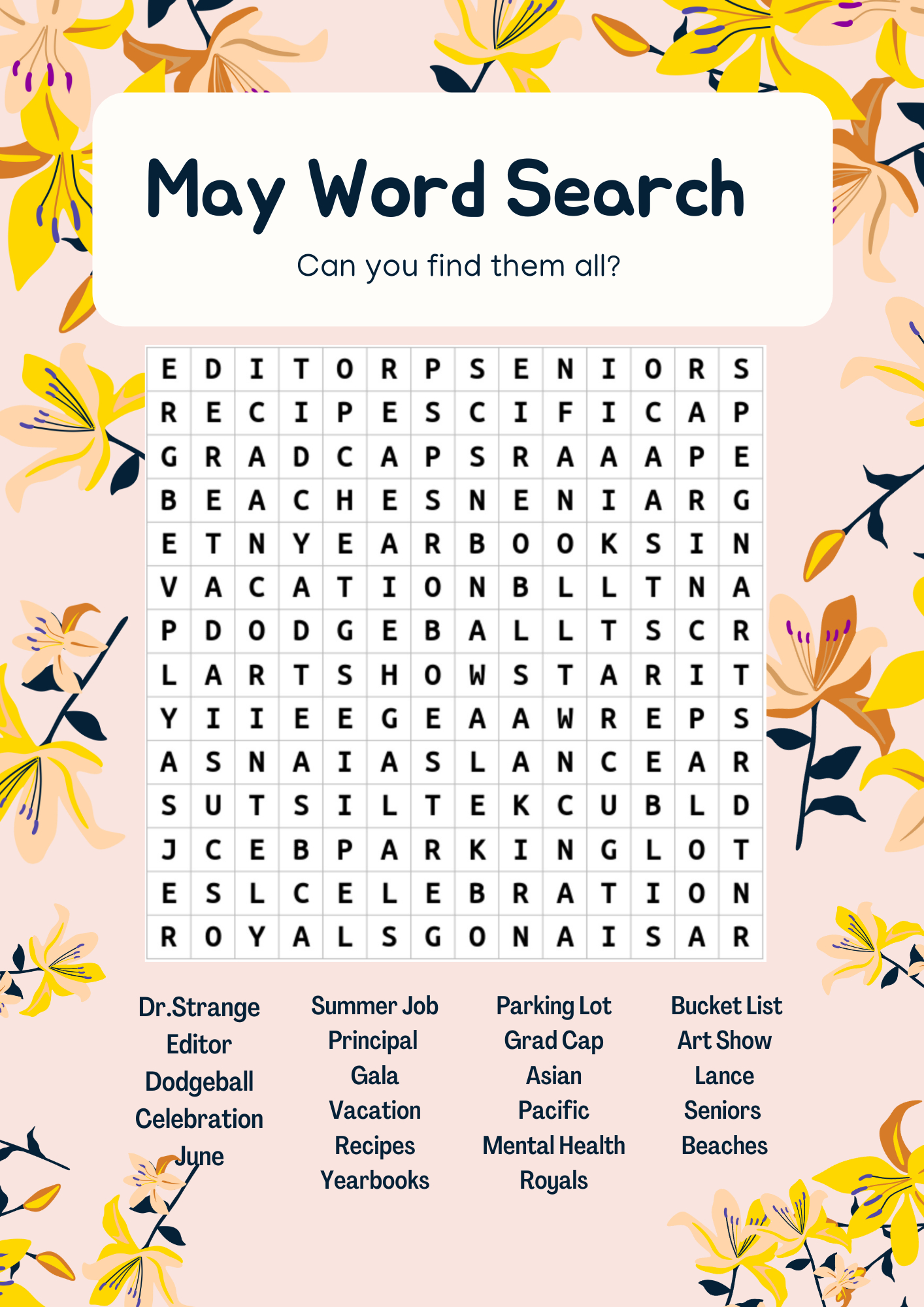 May Word Search – The King&amp;#039;S Page intended for Free Printable Word Search For May