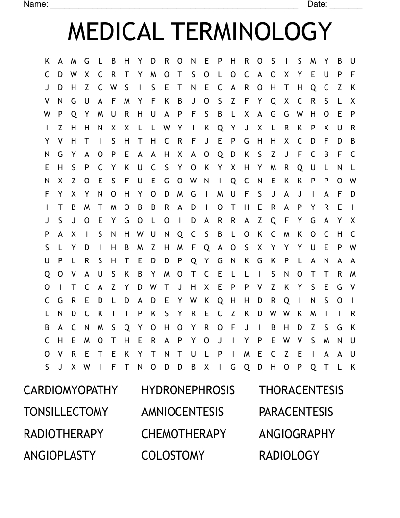Medical Terminology Word Search - Wordmint throughout Printable Word Searches with Hidden Messages
