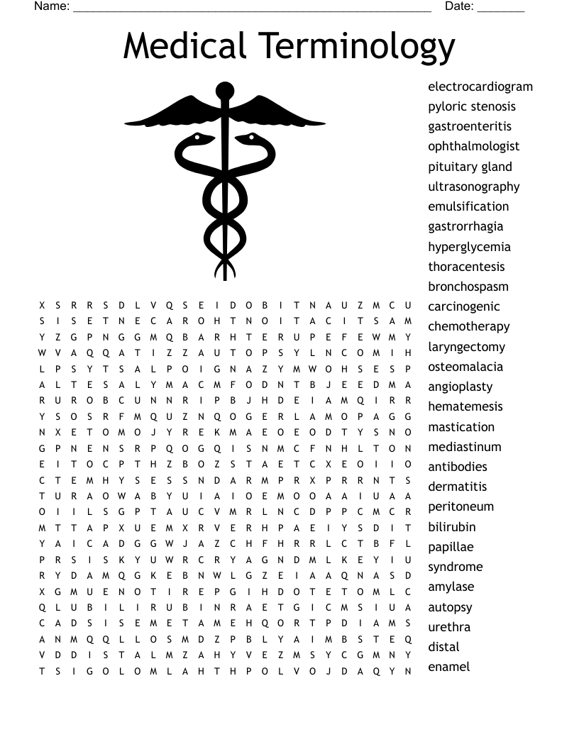 Medical Terminology Word Search - Wordmint with regard to Medical Word Searches Printable