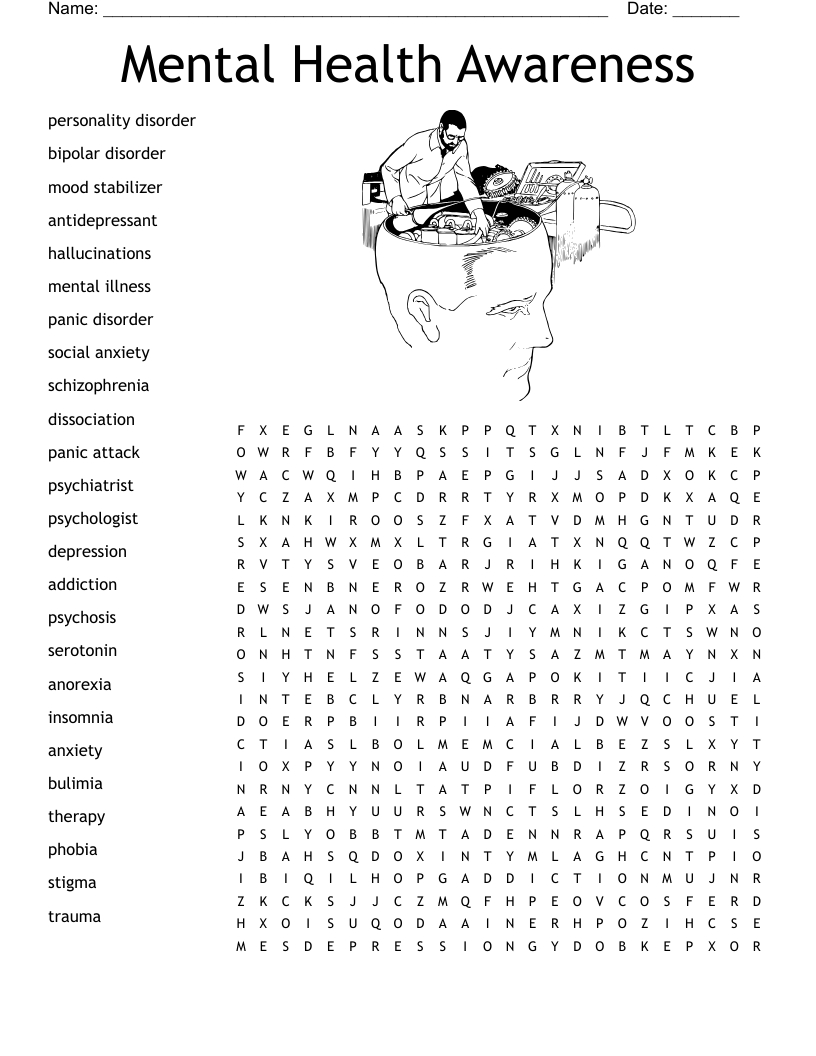 Mental Health Awareness Word Search - Wordmint intended for Mental Health Printable Word Search