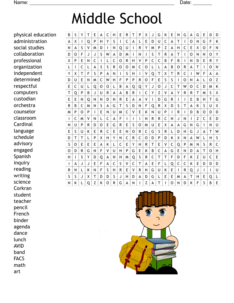 Middle School Word Search - Wordmint inside Printable Word Search Middle School