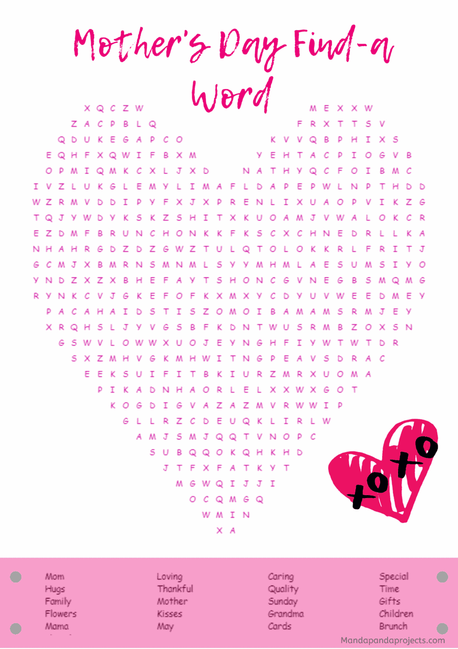 Mother&amp;#039;S Day Word Search Activity- Free Printable! - with Free Printable Mothers Day Word Search
