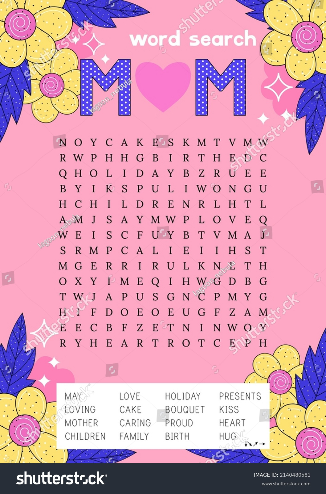 Mothers Day Word Search Puzzle Festive Stock Vector (Royalty Free throughout Mother&amp;amp;#039;s Day Printable Word Search