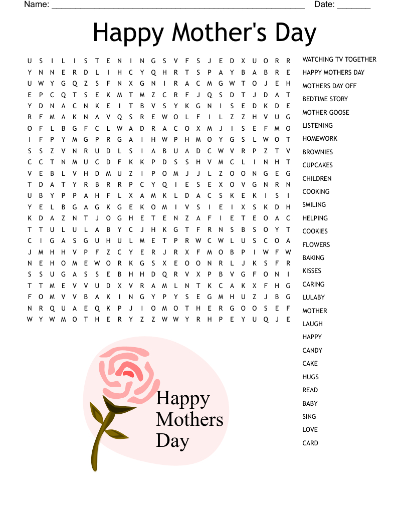 Mother&amp;#039;S Day Word Search - Wordmint with regard to Mother&amp;amp;#039;s Day Printable Word Search