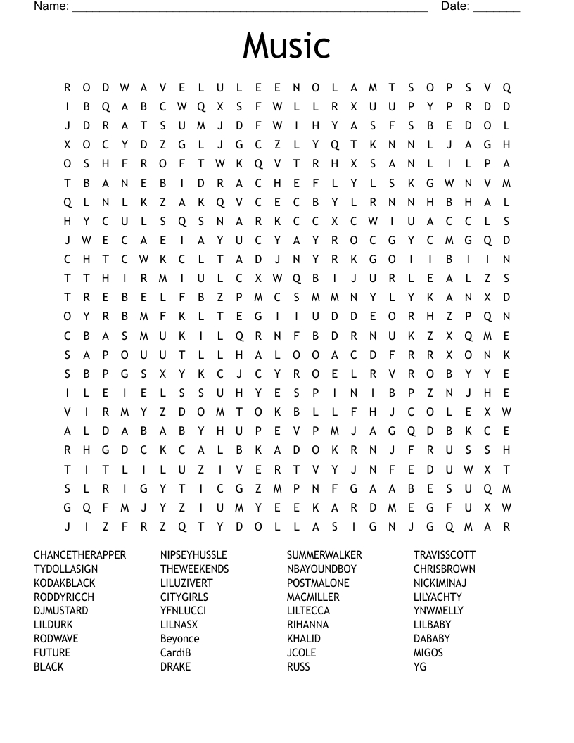 Music Word Search - Wordmint intended for Printable Music Word Search Puzzles