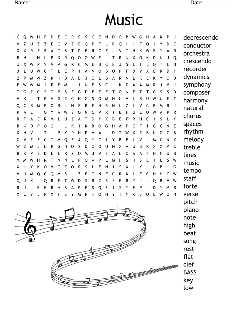 Music Word Search - Wordmint pertaining to Word Search Music Printable