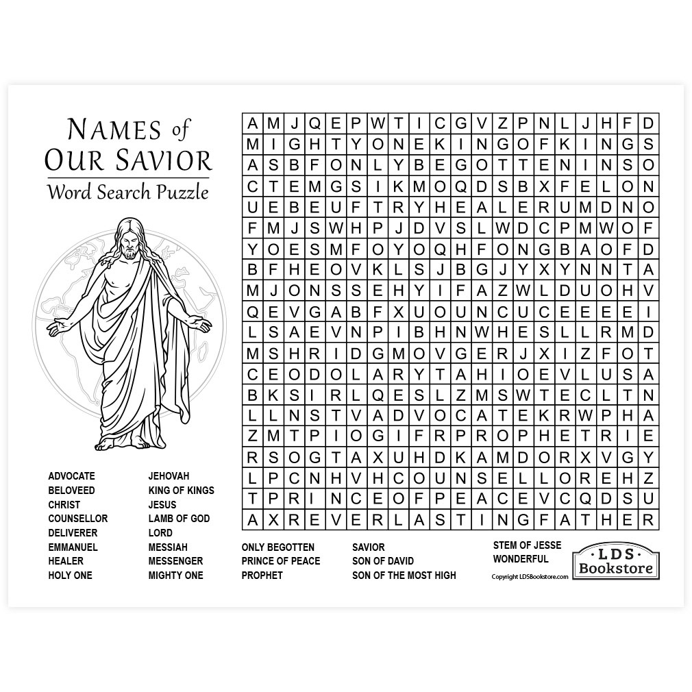 Names Of Our Savior Word Search - Printable pertaining to Lds Word Search Printable