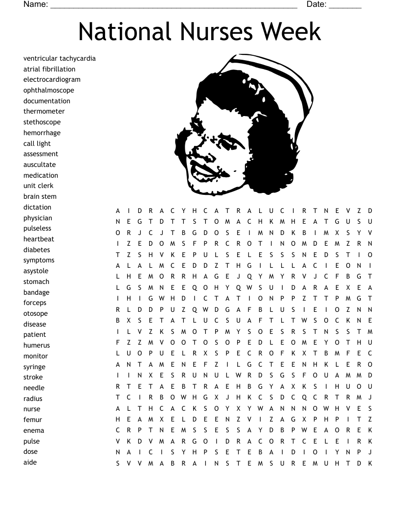 National Nurses Week Word Search - Wordmint inside Nursing Word Search Printable