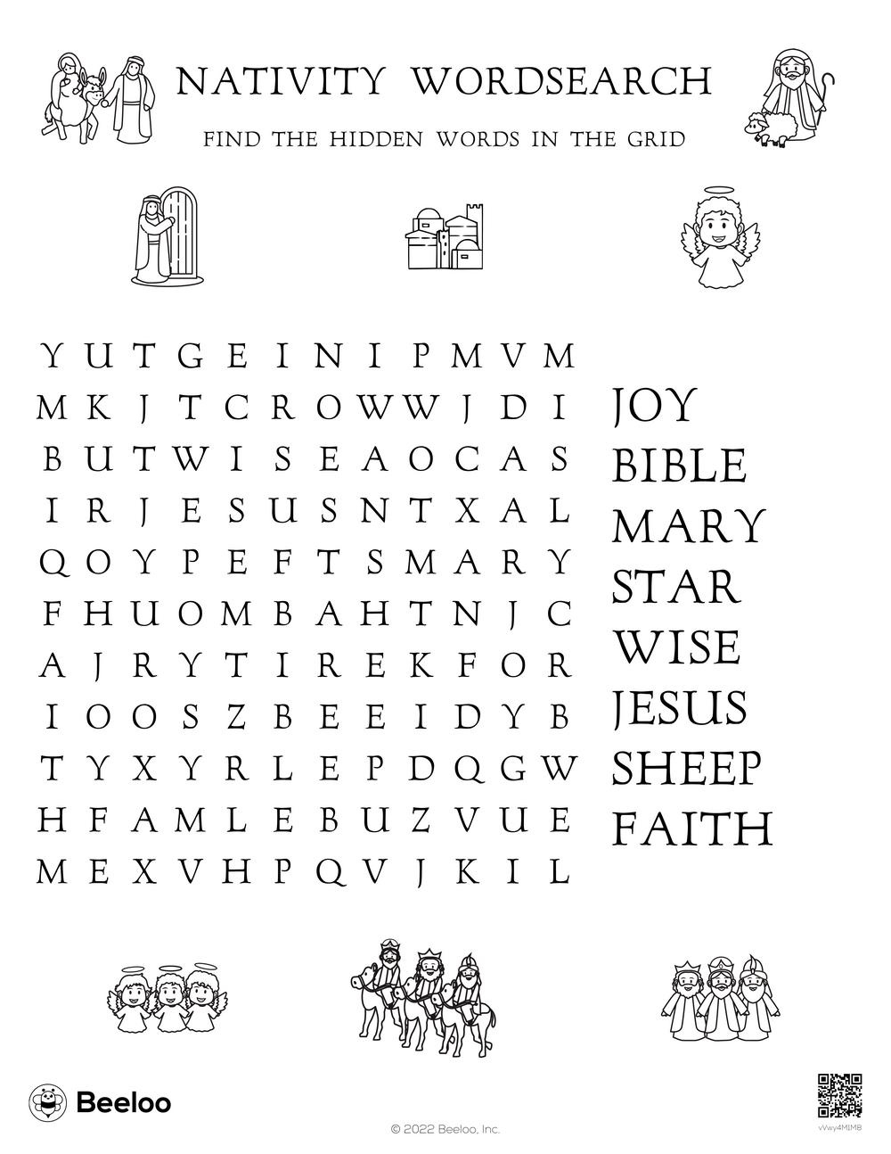 Nativity Wordsearch • Beeloo Printable Crafts And Activities For Kids intended for Printable Word Searches Jesus Christmas