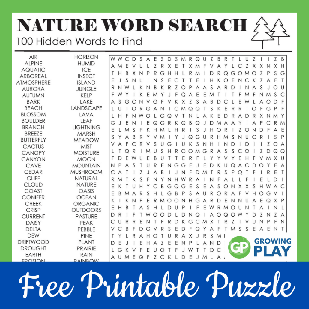 Nature Word Search: A Fun Activity For Nature Lovers - Growing Play throughout Nature Word Search Printable