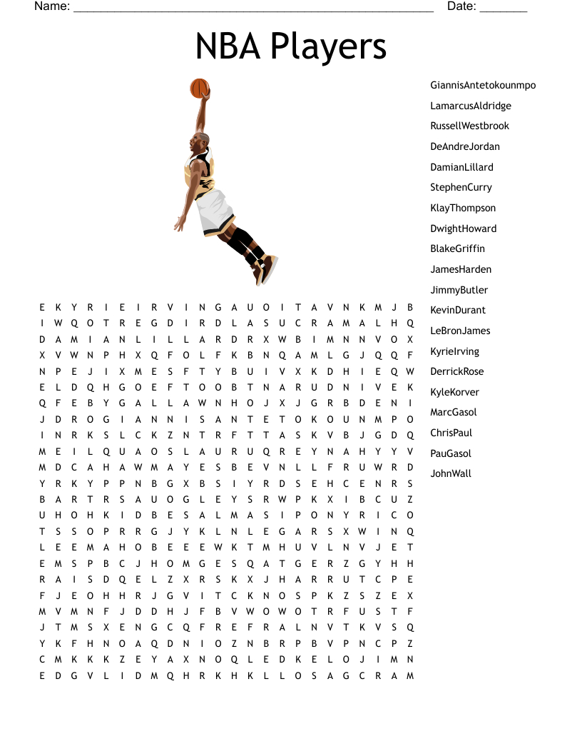 Nba Players Word Search - Wordmint in Nba Word Search Printable