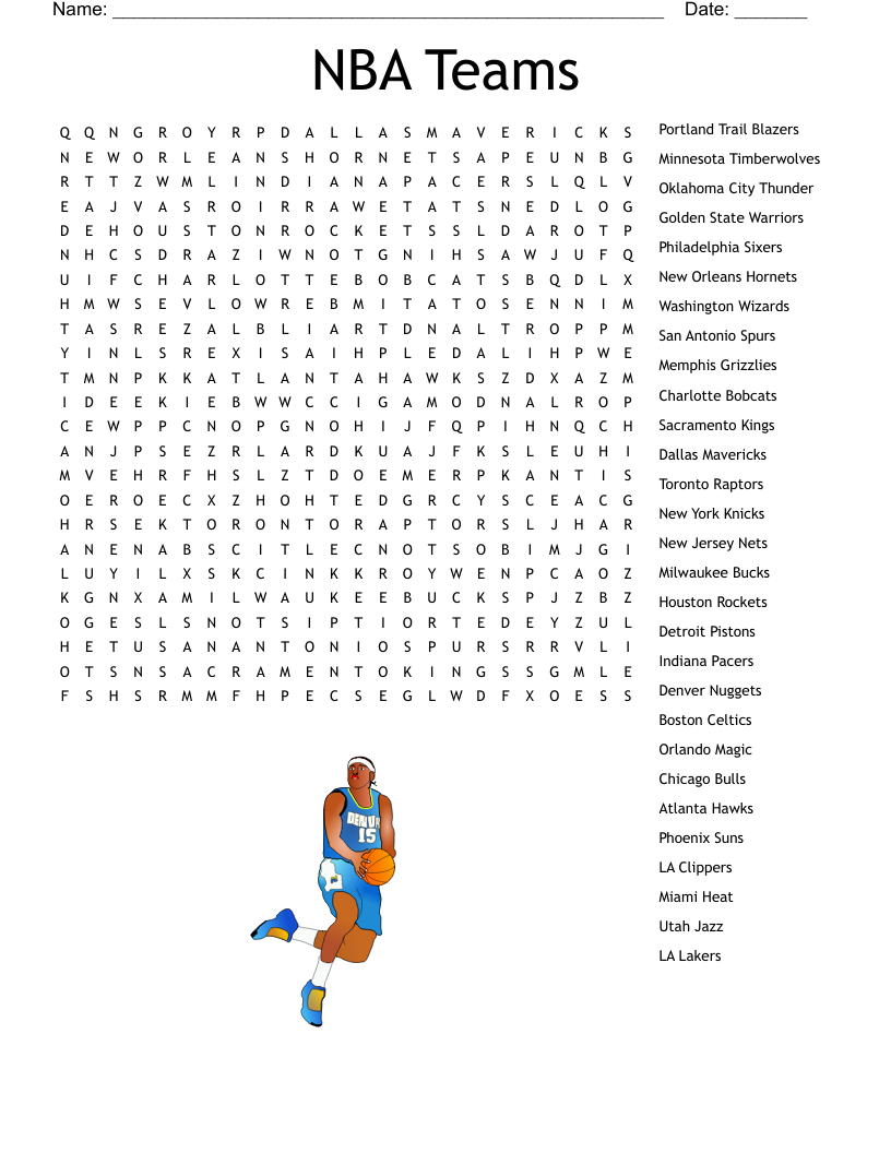 Nba Teams Word Search - Wordmint regarding Printable NBA Word Search