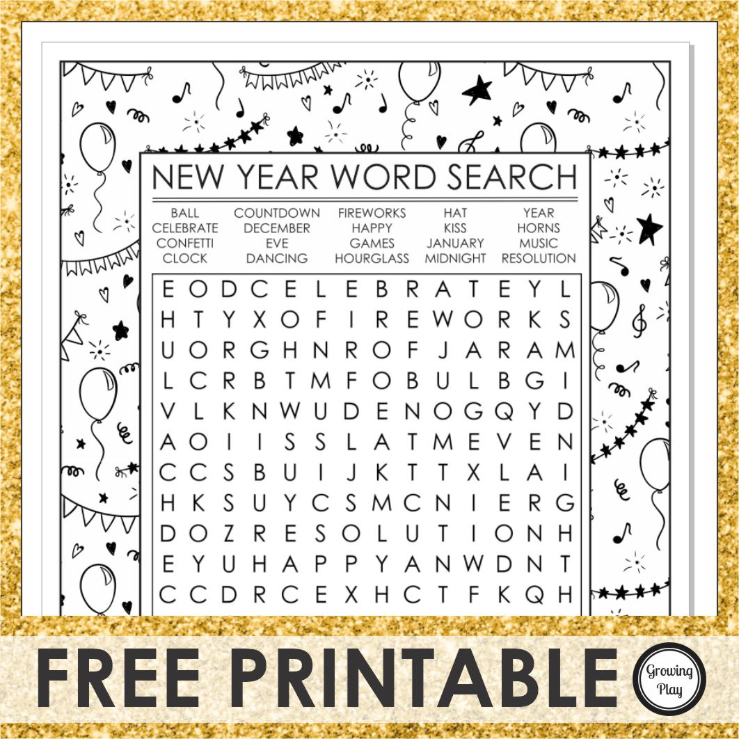 New Year Word Search - Free - Growing Play for New Year&amp;amp;#039;s Word Search Printable