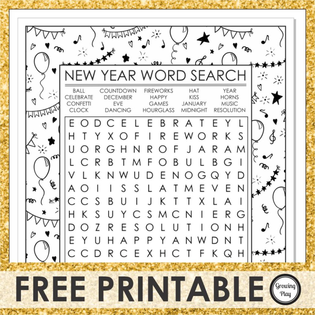 New Year Word Search - Free - Growing Play with Free Printable Word Search Happy New Year