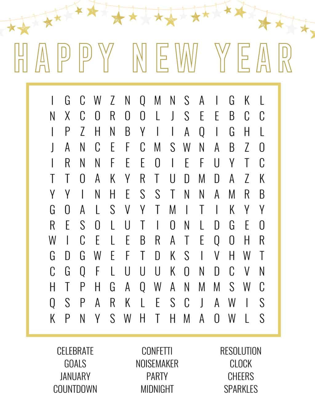 New Year&amp;#039;S Eve Word Search - Pretty Providence throughout New Year&amp;amp;#039;s Word Search Printable