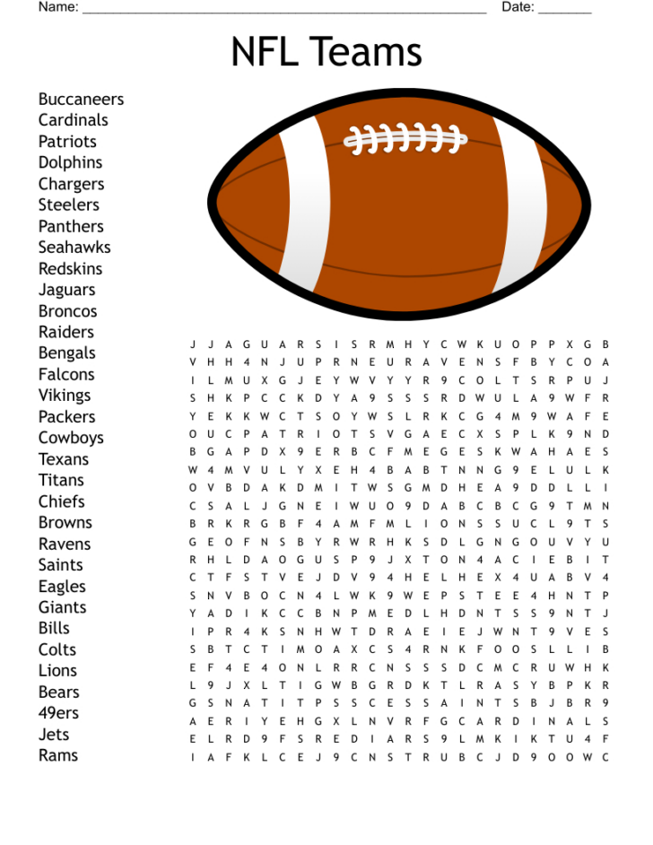 Printable Word Search NFL