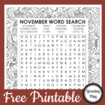November Word Search Free Printable   Growing Play Pertaining To November Word Search Free Printable