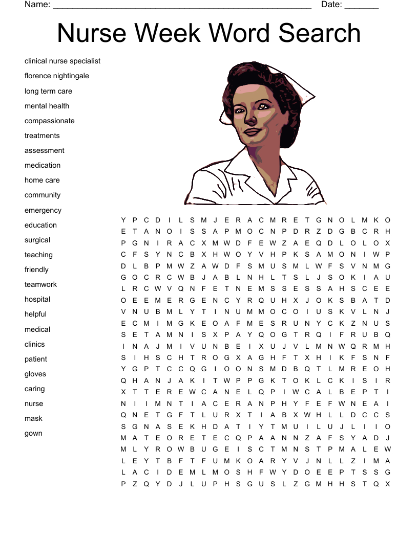 Nursing Week Word Search - Wordmint in Nursing Word Search Printable