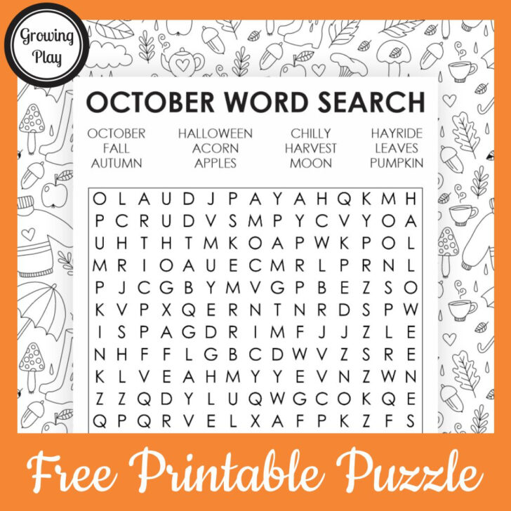 October Word Search Printable