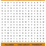 October Word Search Printable   National Days Word Find Puzzle For Free Printable Word Search October