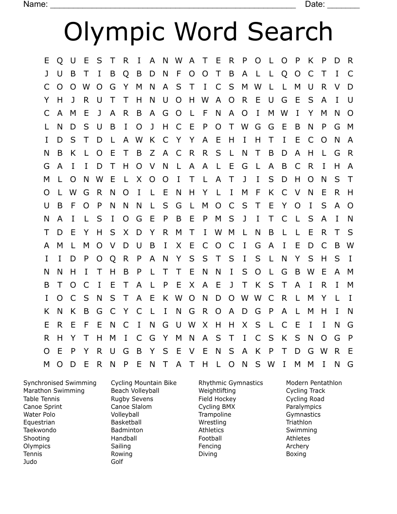 Olympic Word Search - Wordmint with Word Search Olympics Printable