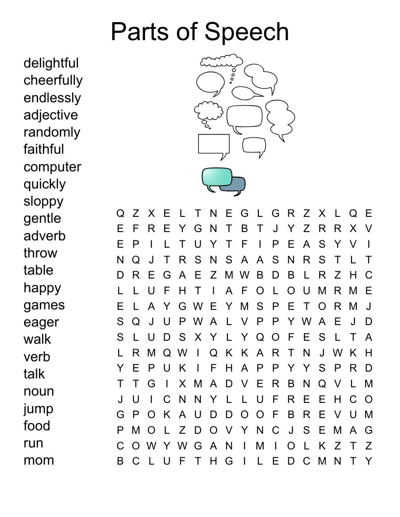 Parts Of Speech Word Search - Wordmint with Word Search For Kids Printable 9-12