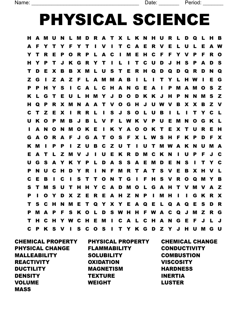 Physical Science Word Search - Wordmint within Printable Science Word Search