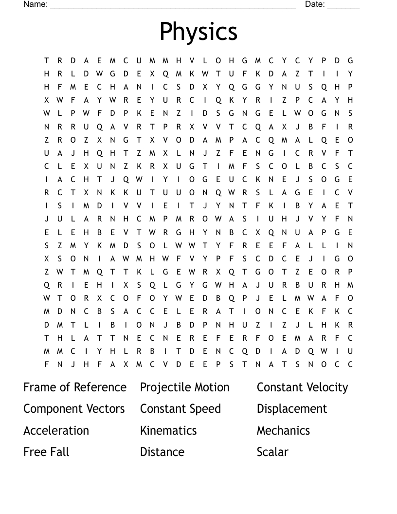Physics Word Search - Wordmint with regard to Free Printable Word Search Puzzles Physics 1