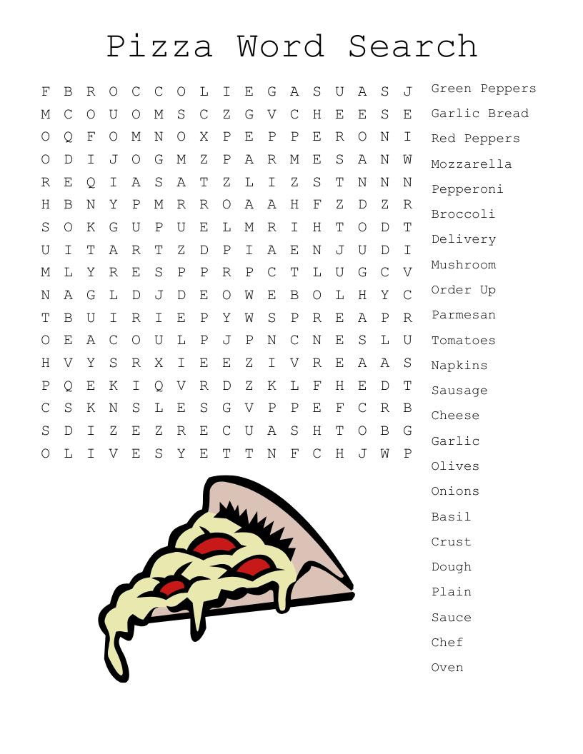 Pizza Word Search - Wordmint throughout Free Printable Word Search Puzzles Pizza