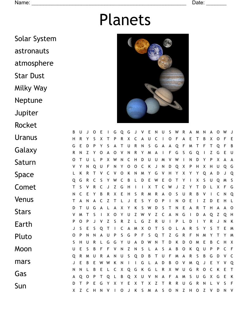 Planets Word Search - Wordmint throughout Free Printable Word Search Solar System