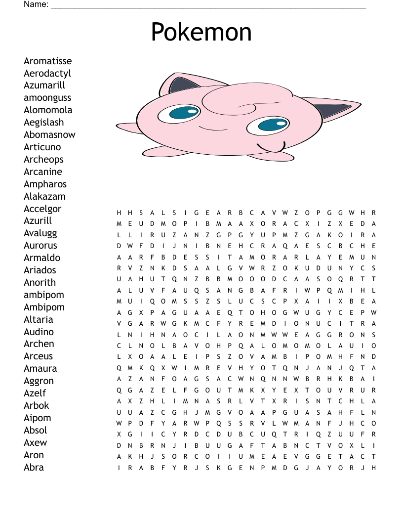 Pokemon Word Search - Wordmint inside Word Search Pokemon Printable