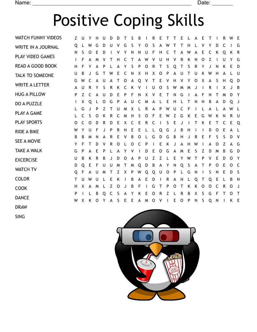 Positive Coping Skills Word Search - Wordmint in Printable Word Search Coping Skills