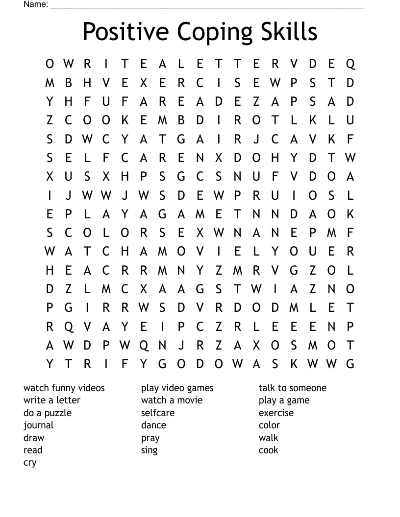 Positive Coping Skills Word Search - Wordmint inside Printable Word Search Coping Skills