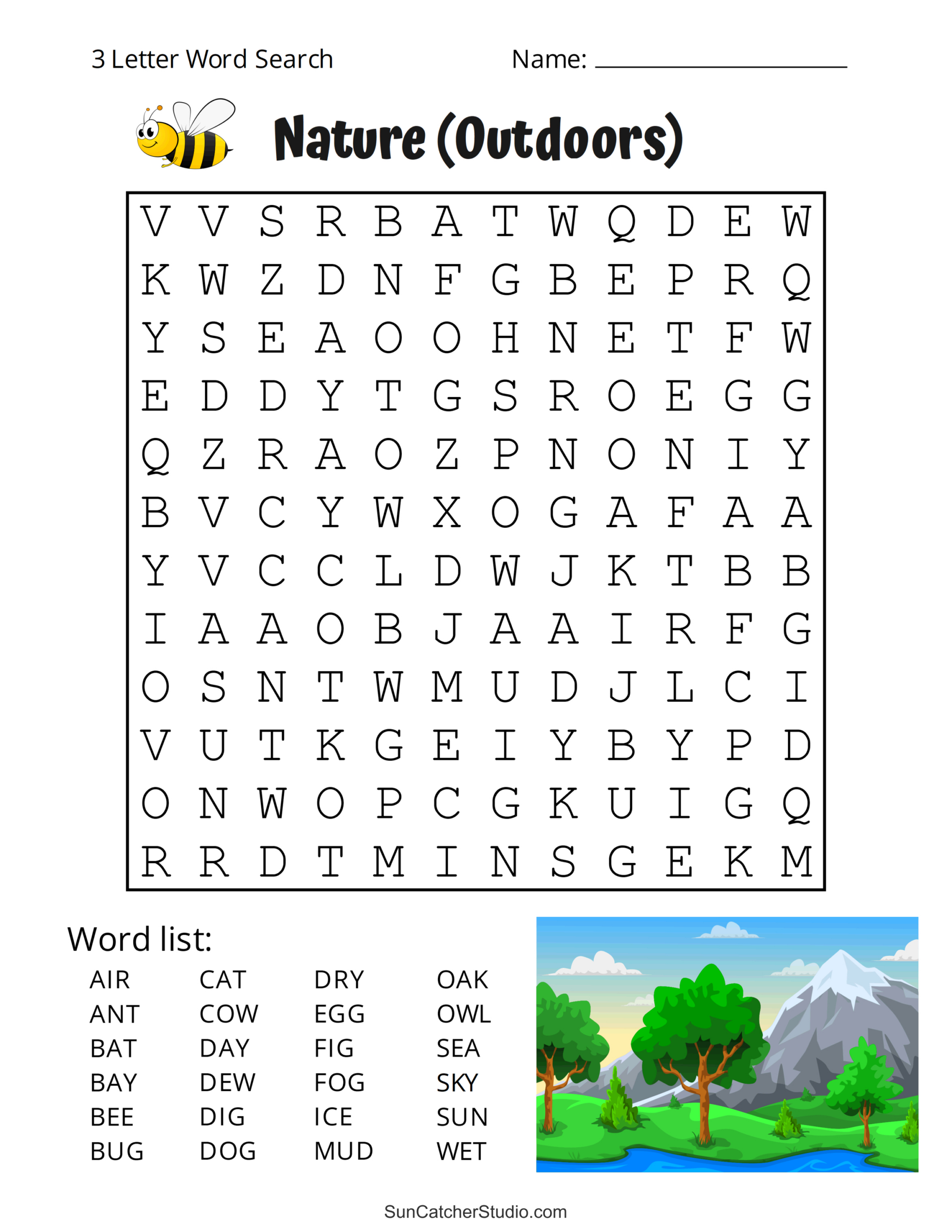 Printable 3-Letter Word Search Puzzles (Word Find) – Free within Printable Word Searches Large Print