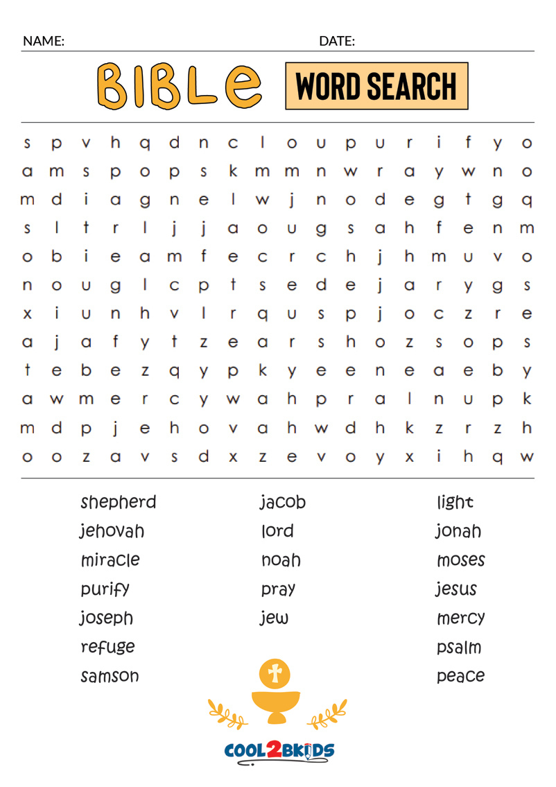 Printable Bible Word Search - Cool2Bkids inside Printable Kindergarten Word Search Cool2Bkids