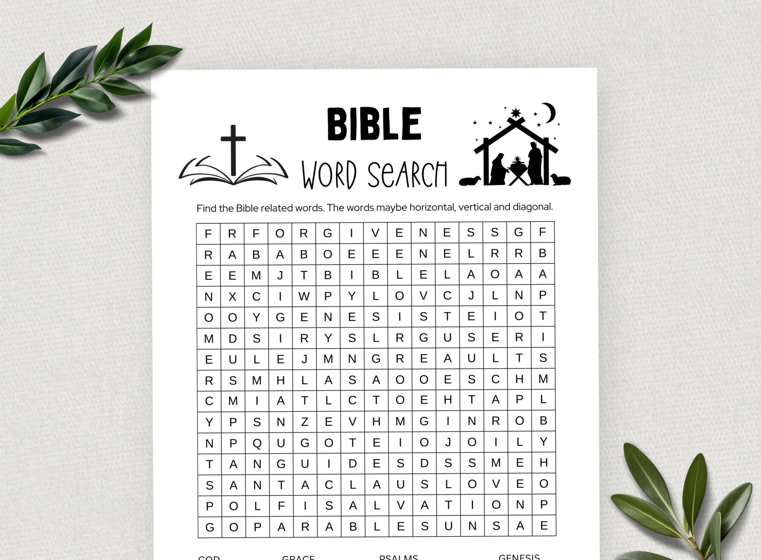 Printable Bible Word Search, Word Search Game, Fun Christian Youth Group Game, Sunday School, Church Study Activity For Kids And Adults for Printable Christian Word Search
