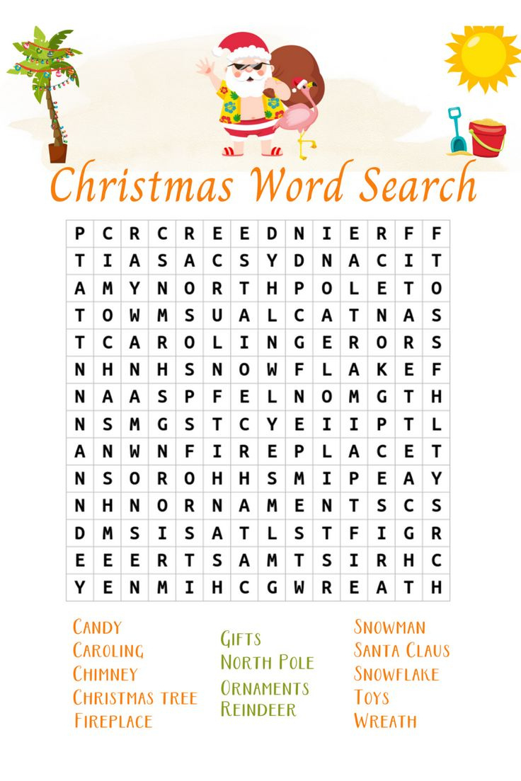 Printable Christmas July Games, Christmas In July Ideas Party for Christmas in July Find a Word Printable