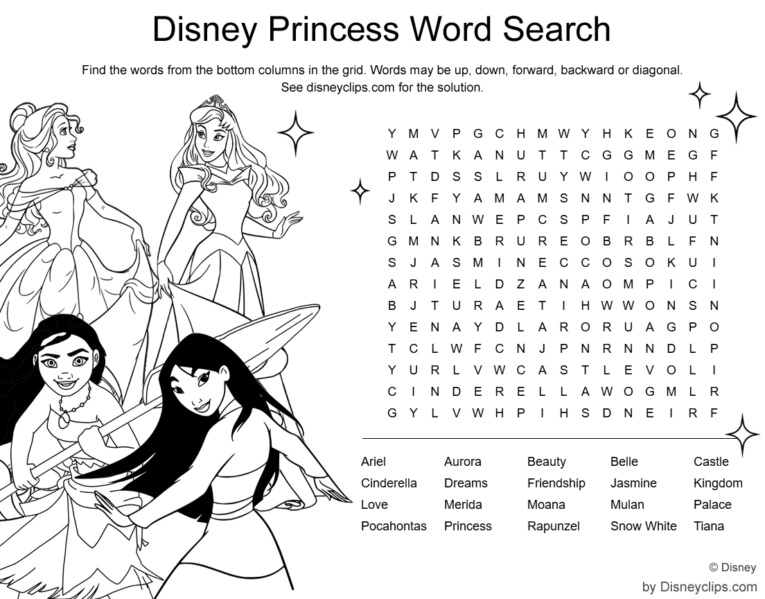 Printable Disney Word Search Games | Disneyclips for Disney Printable Word Search