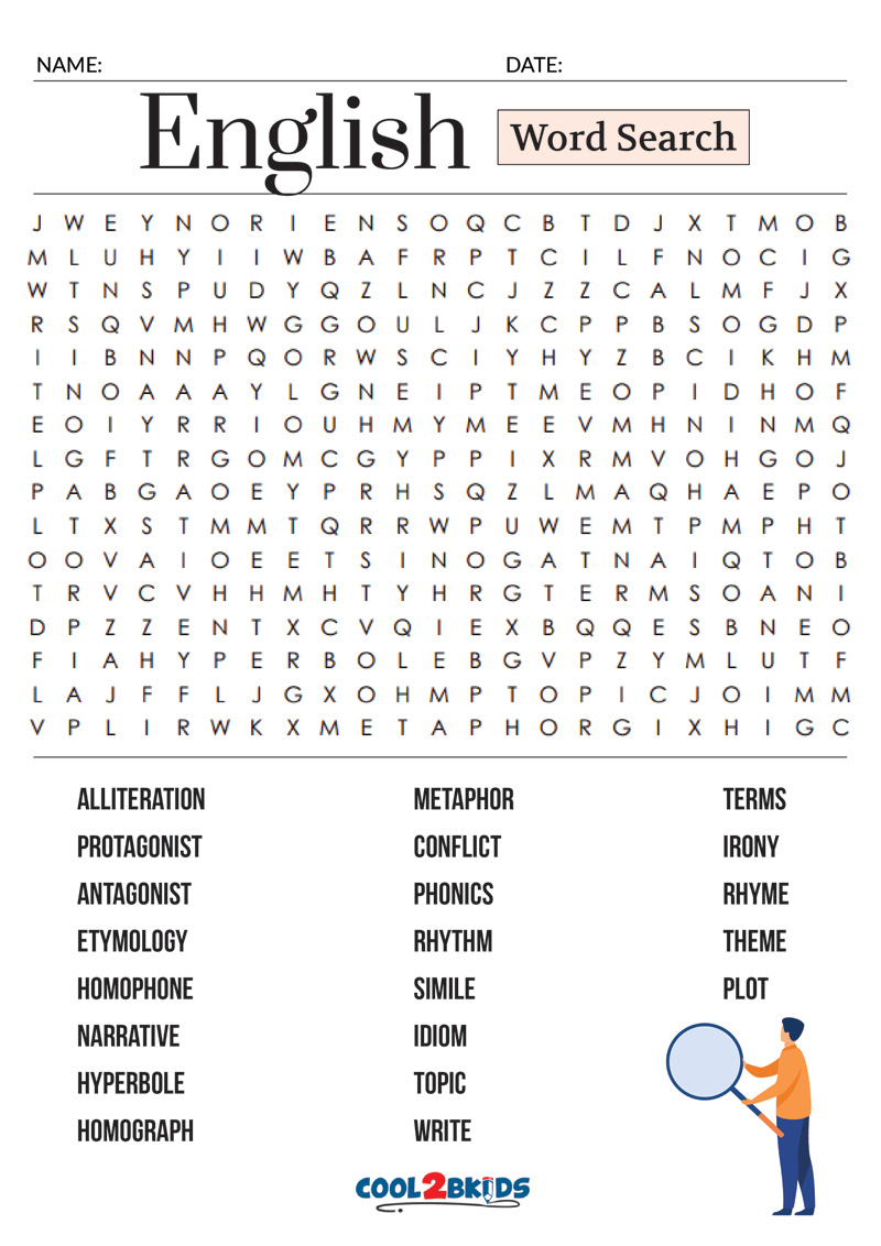 Printable English Word Search - Cool2Bkids throughout Cool2bkids Word Search
