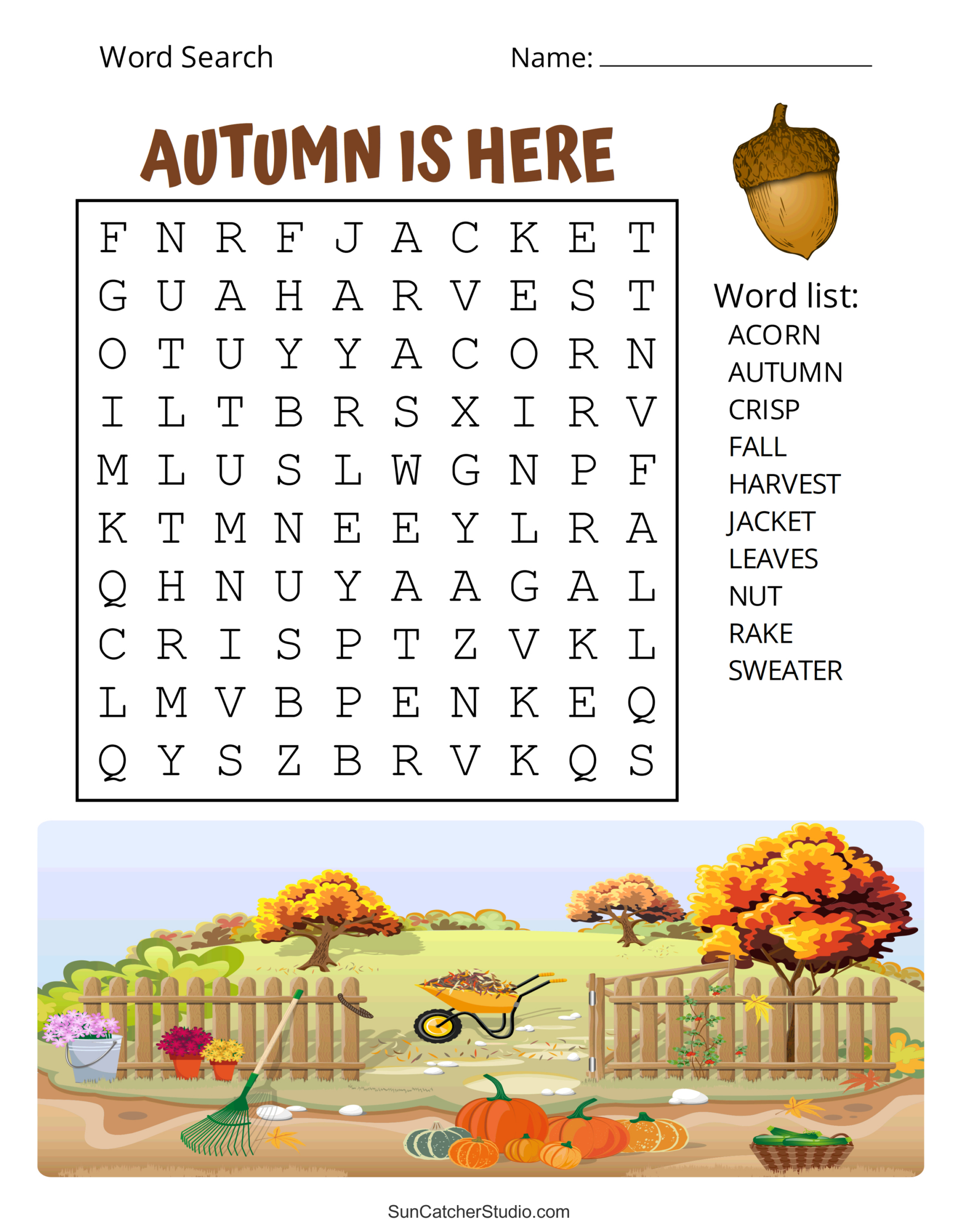 Printable Fall Word Search Puzzles (Autumn Word Search) – Free pertaining to Printable Autumn Word Search