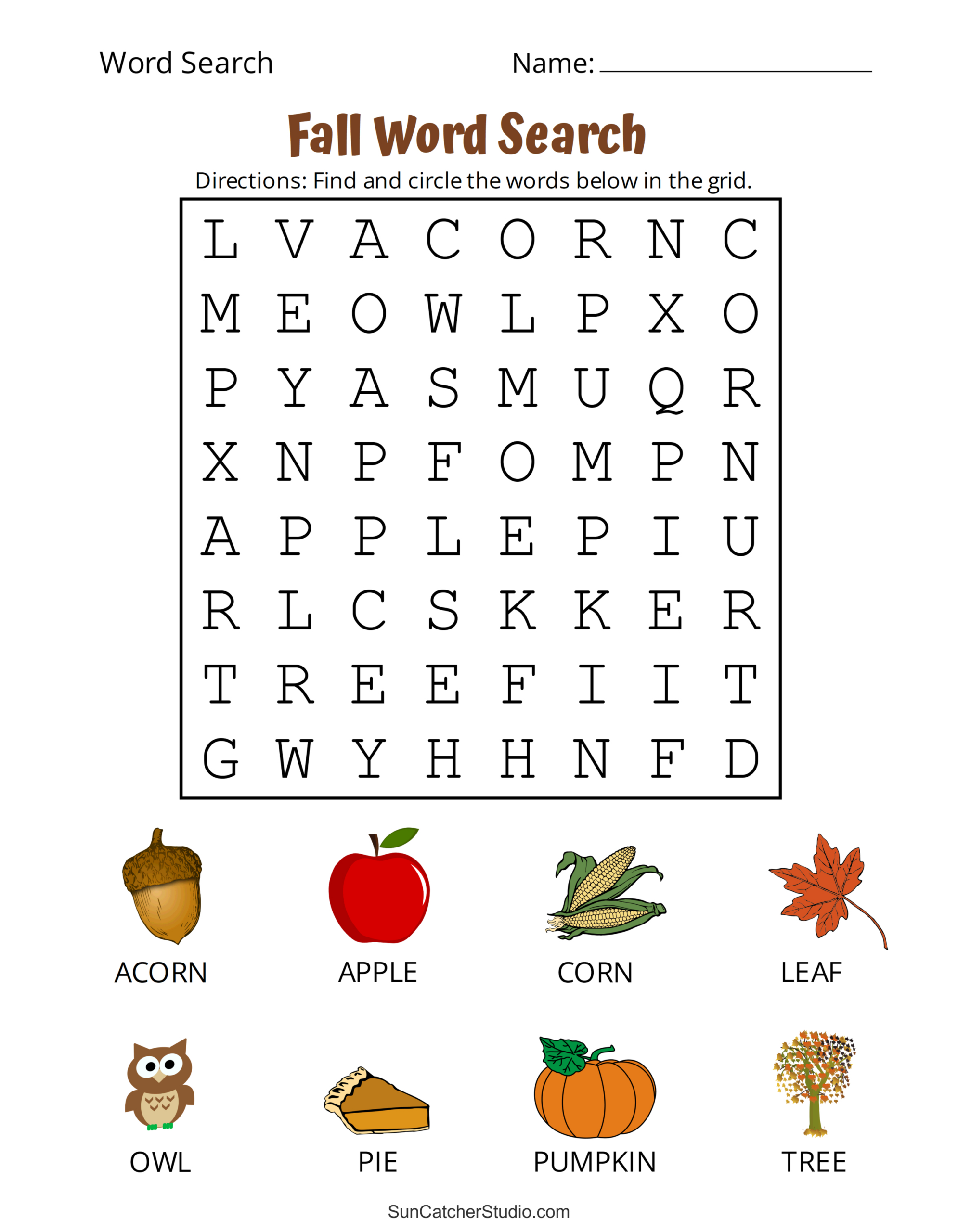 Printable Fall Word Search Puzzles (Autumn Word Search) – Free within Printable Children&amp;amp;#039;s Word Search Uk Free
