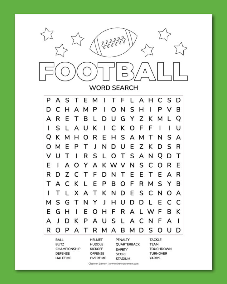 Printable Word Search Football