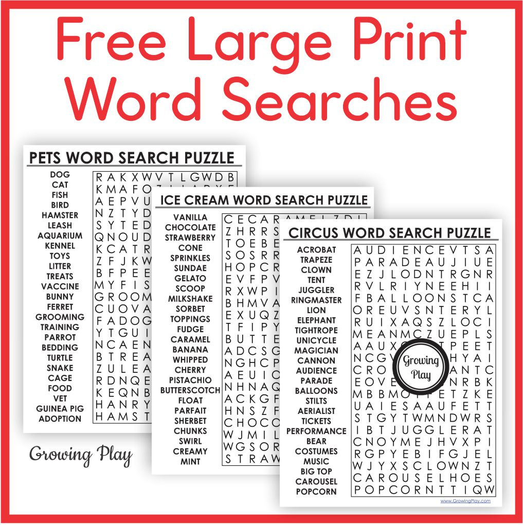 Printable Large Print Word Search Puzzles Free - Growing Play intended for Free Printable Word Search For Older Adults