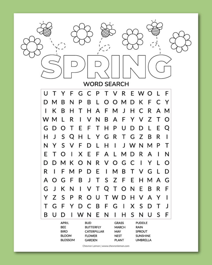 April Word Search Free Printable