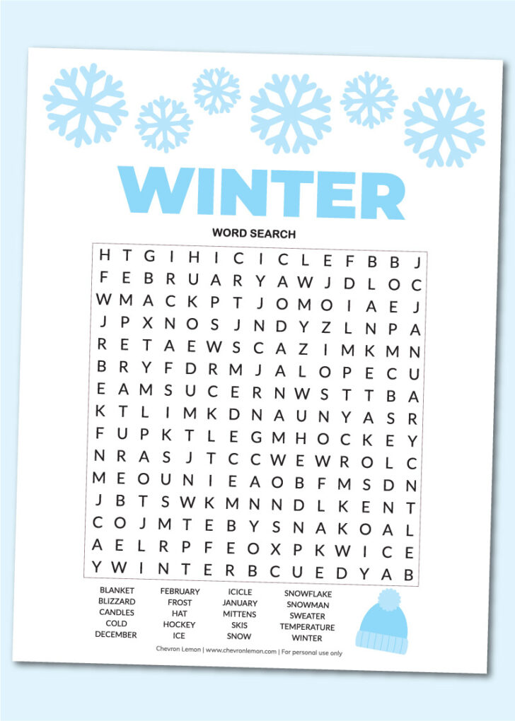 Word Search Printable Winter