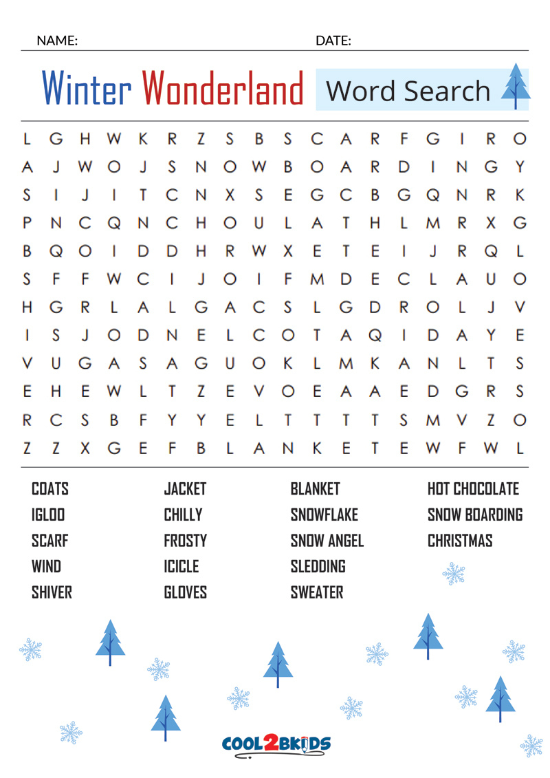 Printable Winter Word Search - Cool2Bkids regarding Printable Holiday Word Search Cool2bkids