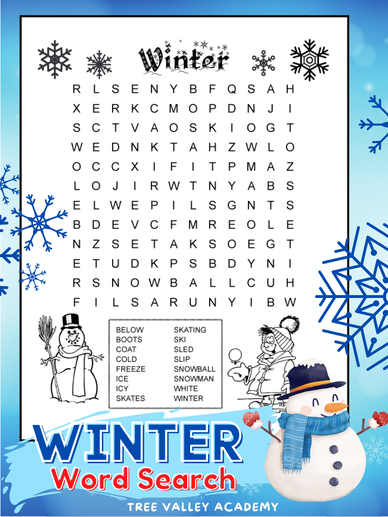 Printable Winter Word Search For 3Rd Grade - Tree Valley Academy intended for Word Search For 3rd Graders Free Printable