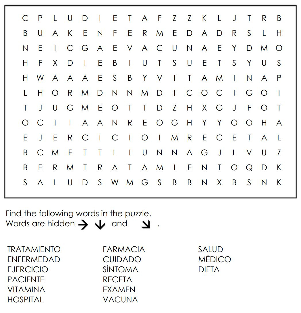 Printable Word Search Puzzles In Spanish | Health intended for Spanish Word Searches Printable